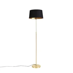 Vloerlamp goud/messing met zwarte kap 45 cm verstelbaar - Parte