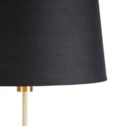 Vloerlamp goud/messing met zwarte kap 45 cm verstelbaar - Parte