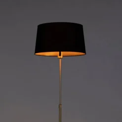 Vloerlamp goud/messing met zwarte kap 45 cm verstelbaar - Parte