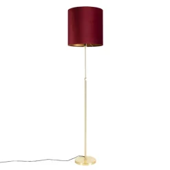 Vloerlamp goud/messing met velours kap rood 40/40 cm - Parte