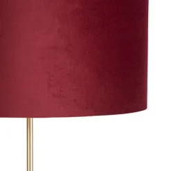Vloerlamp goud/messing met velours kap rood 40/40 cm - Parte