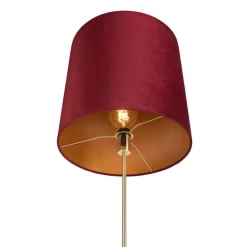 Vloerlamp goud/messing met velours kap rood 40/40 cm - Parte