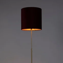 Vloerlamp goud/messing met velours kap rood 40/40 cm - Parte