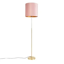 Vloerlamp goud/messing met velours kap roze 40/40 cm - Parte