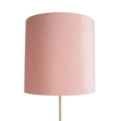 Vloerlamp goud/messing met velours kap roze 40/40 cm - Parte