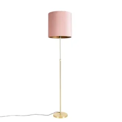 Vloerlamp goud/messing met velours kap roze 40/40 cm - Parte