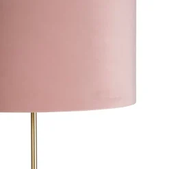 Vloerlamp goud/messing met velours kap roze 40/40 cm - Parte