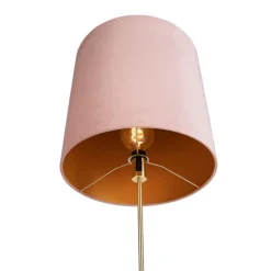 Vloerlamp goud/messing met velours kap roze 40/40 cm - Parte