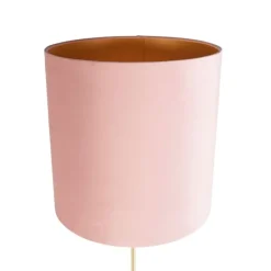 Vloerlamp goud/messing met velours kap roze 40/40 cm - Parte