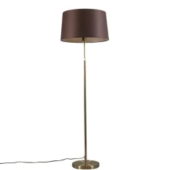 Vloerlamp goud/messing met kap bruin 45 cm verstelbaar - Parte