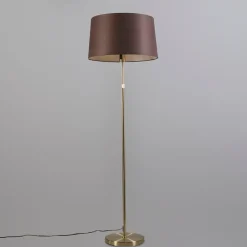 Vloerlamp goud/messing met kap bruin 45 cm verstelbaar - Parte