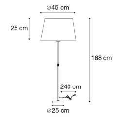 Vloerlamp goud/messing met kap bruin 45 cm verstelbaar - Parte