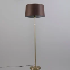 Vloerlamp goud/messing met kap bruin 45 cm verstelbaar - Parte