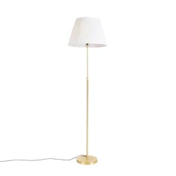 Vloerlamp goud/messing met plisse kap crème 45 cm - Parte