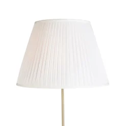 Vloerlamp goud/messing met plisse kap crème 45 cm - Parte