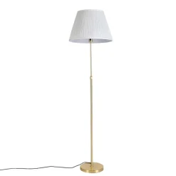 Vloerlamp goud/messing met plisse kap crème 45 cm - Parte