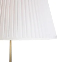 Vloerlamp goud/messing met plisse kap crème 45 cm - Parte