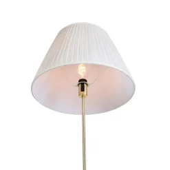 Vloerlamp goud/messing met plisse kap crème 45 cm - Parte