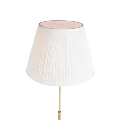 Vloerlamp goud/messing met plisse kap crème 45 cm - Parte