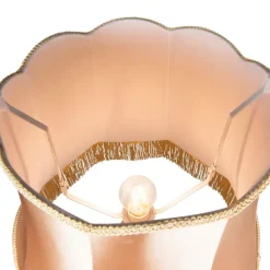 Vloerlamp grijs met Granny kap goud - Classico