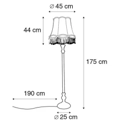 Vloerlamp grijs met Granny kap goud - Classico