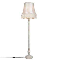 Vloerlamp grijs met Granny kap crème - Classico