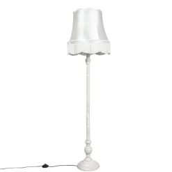 Vloerlamp grijs met Granny kap crème - Classico