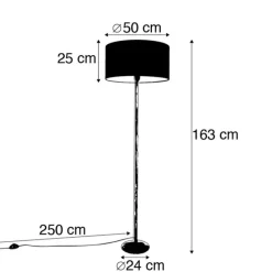 Vloerlamp grijs met zwarte kap 50 cm - Simplo