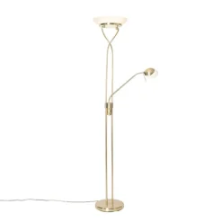 Vloerlamp messing incl. LED en dimmer met leeslamp - Empoli