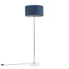 Vloerlamp messing met blauwe kap 50 cm - Kaso