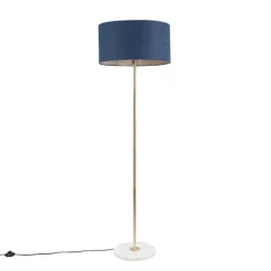 Vloerlamp messing met blauwe kap 50 cm - Kaso