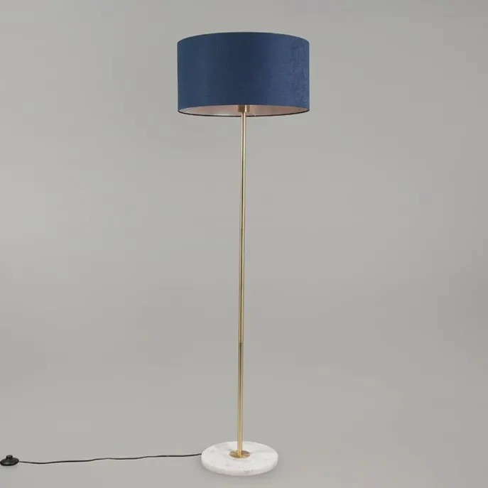 Vloerlamp messing met blauwe kap 50 cm - Kaso