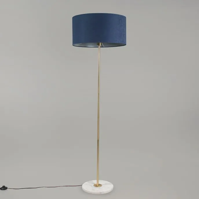 Vloerlamp messing met blauwe kap 50 cm - Kaso