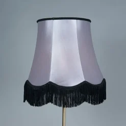 Vloerlamp messing met Granny B kap zwart-grijs 45 cm - Kaso