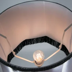 Vloerlamp messing met Granny B kap zwart-grijs 45 cm - Kaso