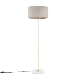 Vloerlamp messing met grijze kap 50 cm - Kaso