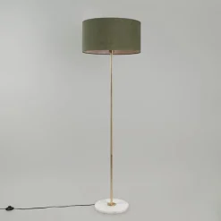Vloerlamp messing met groene kap 50 cm - Kaso