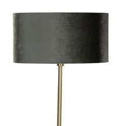 Vloerlamp messing met ovale velours kap groen 50cm - Simplo