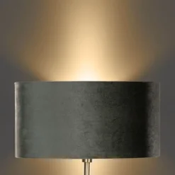 Vloerlamp messing met ovale velours kap groen 50cm - Simplo