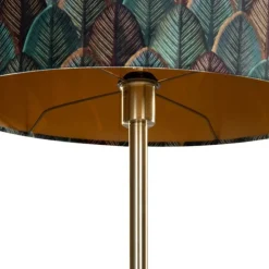 Vloerlamp messing met ovale velours kap blad design 50cm - Simplo