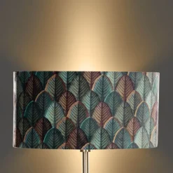 Vloerlamp messing met ovale velours kap blad design 50cm - Simplo