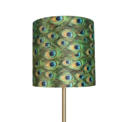 Vloerlamp messing met pauw kap 40 cm - Simplo