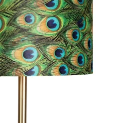 Vloerlamp messing met pauw kap 40 cm - Simplo