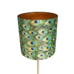 Vloerlamp messing met pauw kap 40 cm - Simplo