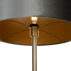 Vloerlamp messing met velours kap groen 50cm - Simplo
