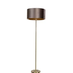 Vloerlamp messing met velours kap bruin 50cm - Simplo