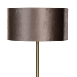 Vloerlamp messing met velours kap bruin 50cm - Simplo