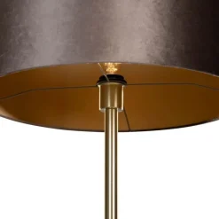 Vloerlamp messing met velours kap bruin 50cm - Simplo