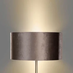 Vloerlamp messing met velours kap bruin 50cm - Simplo
