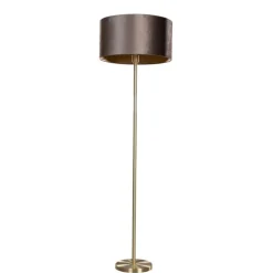Vloerlamp messing met velours kap bruin 50cm - Simplo